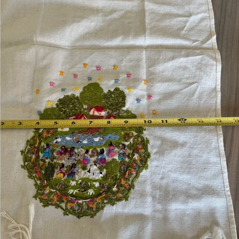 Vintage Embroidered Intricate Threaded Tea Towel